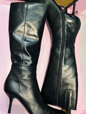 Steve Madden Black Knee-High Stiletto Zip Boots